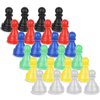 28pcs Multicolor Board Game Pieces, Game Pawns Include 24 Chess Pieces and 4 Dices Game Pieces for Board Games Plastic Chess Checkers Game Components Table Marking