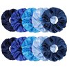 Whaline 10Pcs Blue Hair Ponytail Holders Bulk Hair Scrunchies Elastic Hair Bands Gradient Blue Satin Fabric Hair Ties for Women Girls Teens Hair Accessories Party Gift Favors