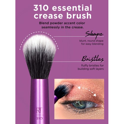 Real Techniques Cruelty Free Enhanced Eye Set, Eyeshadow and Brow Brushes, Purple, 6 Piece Makeup Brush Kit
