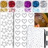 Face Glitter Body Glitter Gel with Face Heart Star Stickers, 6 Colors Hair Glitter Gel with Self Adhesive Face Gems Stick on Rhinestone Stickers for Face, Hair, Body for Festival Makeup