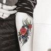 Oottati 15 Sheets Small Cute Hand Arm Temporary Tattoo Stickers Red Rose Skull Tiger Butterfly Snake