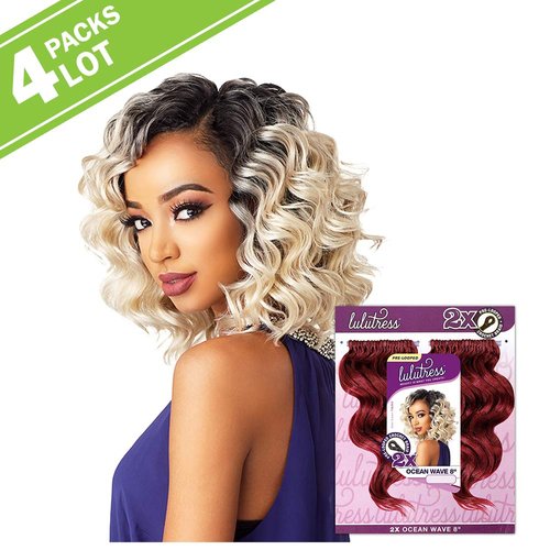 4 PACKS/LOT Sensationnel Synthetic Hair Crochet Braids Lulutress 2X Ocean Wave 8" (T1B/30)