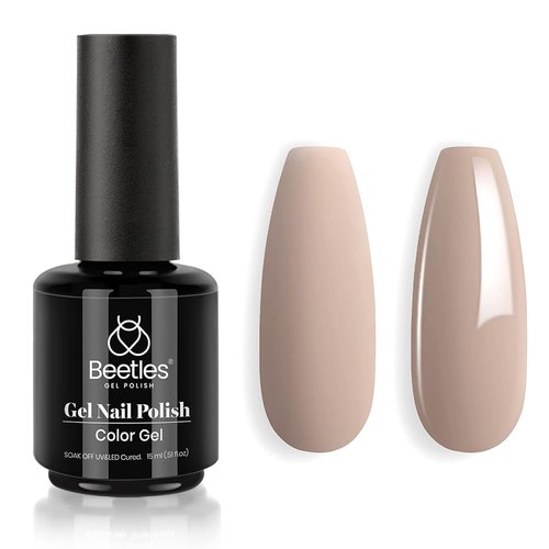 Beetles Kim Brown Nude Gel Nail Polish, 1Pcs 15ml Brown Neutral Nude Gel Polish Beige Tan Nail Polish, Soak Off Uv LED Nail Lamp Gel Polish Nail Art Manicure Salon DIY Home