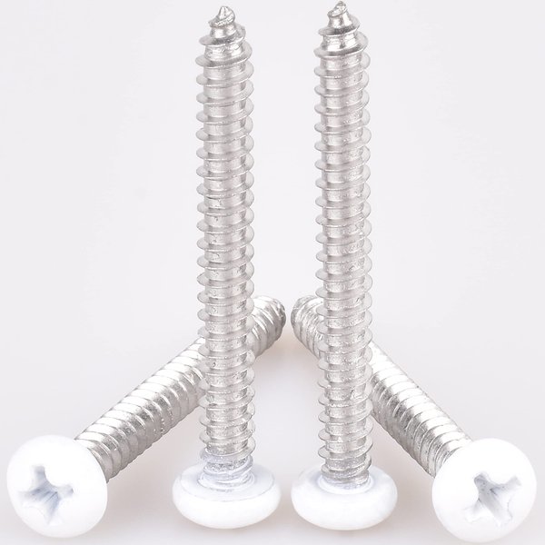 60 pcs # 8 X 1 1/2" White Screws White pan Head Machine Screws White rv Screws Twinfast Thread Cargo RV Zinc Plated Corrosion Resistance #2 Phillips Bit with Screw Bit