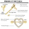 ZELORES 8 Pairs 14G Nipple Rings for Women Stainless Steel CZ Striaght Barbell Tongue Ring Nipple ring Set Butterfly Devil Heart Nipple Piercing Jewelry 16mm 5/8Inch (Gold)