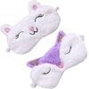 2 Pack Cute Animal Sleep Mask for Girls Cute Cartoon Fox Alpaca Soft Plush Blindfold Sleep Masks Eye Cover for Women Girls Travel Nap Night Sleeping