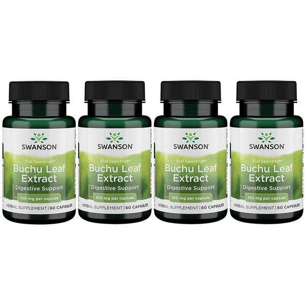 Swanson Buchu Leaf - 4:1 Extract - Herbal Supplement - (60 Capsules, 100mg Each) 4 Pack
