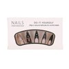 Brown Press on Nails Long Stiletto Pointed Fake Nails with French Tips Rhinestones Designs Sharp Goth Black Ombre Acrylic Nails Stick on Nails Luxury Halloween Glossy Glue on Nails for Women 24Pcs