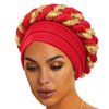 Wosois Hair Turbans African Turban Double Braid Pre-Tied Head Scarf Twisted Stretchy Sequin HeadWrap for Women Fashion