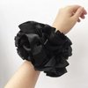 2 Pcs Satin Scrunchies Jumbo Size Pleated Hair Bands Hair Tie Ponytail Holder Hair Accessories for Women and Girls, Black