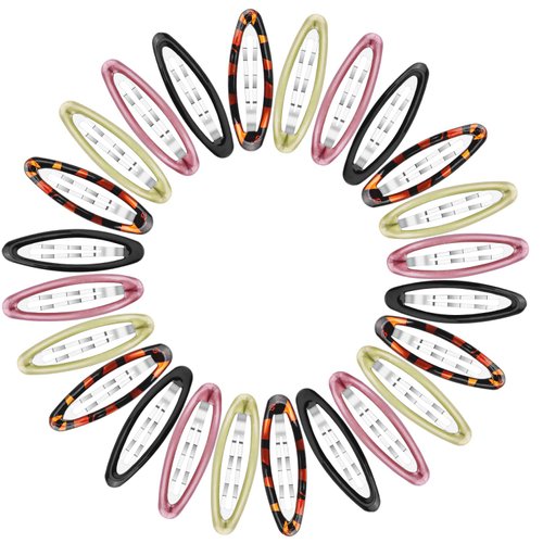 BOSMIOW Big Oval Water Drop Shape Women Hair Clips,Tortoise Metal Snap Clips,Ellipse Stoving Varnish Hair Clips,Drop Glue No Slip Hair Barrettes for Girls Women Hair Accessories,24Pcs