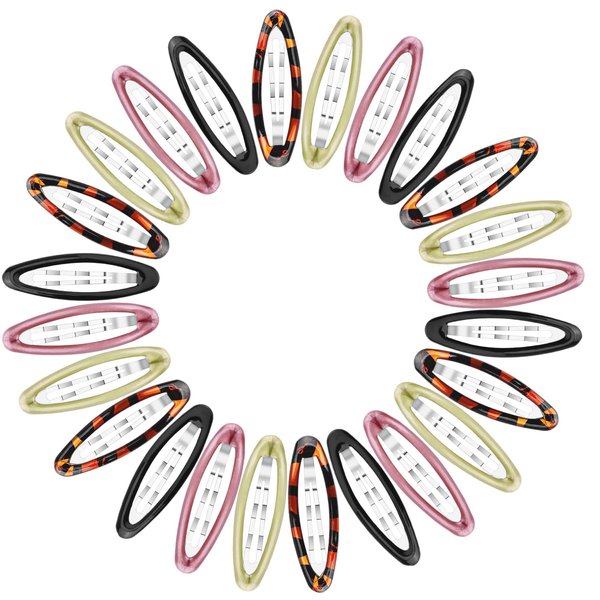 BOSMIOW Big Oval Water Drop Shape Women Hair Clips,Tortoise Metal Snap Clips,Ellipse Stoving Varnish Hair Clips,Drop Glue No Slip Hair Barrettes for Girls Women Hair Accessories,24Pcs