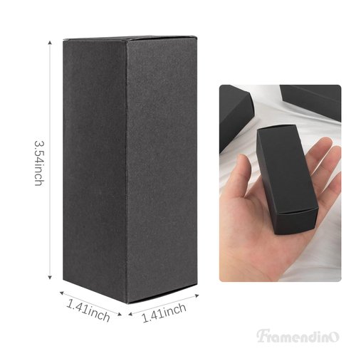 Framendino, 50 Pack Black Kraft Paper Lipstick Boxes Rectangle Lipstick Bottle Boxes Reusable Lip Balm Packaging Cases Gift Wrapping Box for DIY Gift Packaging (3.54x1.41x1.41)