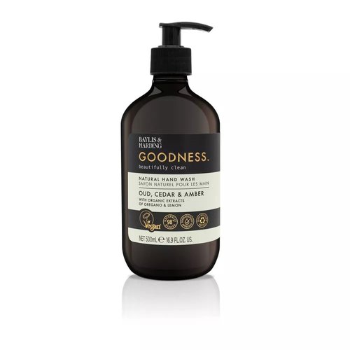 Baylis & Harding Liquid Hand Soap Wash with Dispenser, Goodness, Oud Cedar & Amber, 16.9oz/500ml