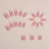 Bellelfin 24Pcs Medium Coffin Press on Nails, Glossy Gradient Nude Pink Fake Nails Cute Short False Nail Glitter Design Acrylic Glue onNails for Women Girls Artificial Fingernails