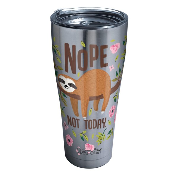 Tervis Sloth Nope Not Today Triple Walled Insulated Tumbler Travel Cup Keeps Drinks Cold & Hot, 30oz Legacy, Stainless Steel