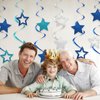 64pcs Birthday Party Decorations - Ceiling Foil Swirl Decorations Hanging Party Streamers Star For Man Boys Children Happy Birthday Graduation Wedding Anniversary (Blue)