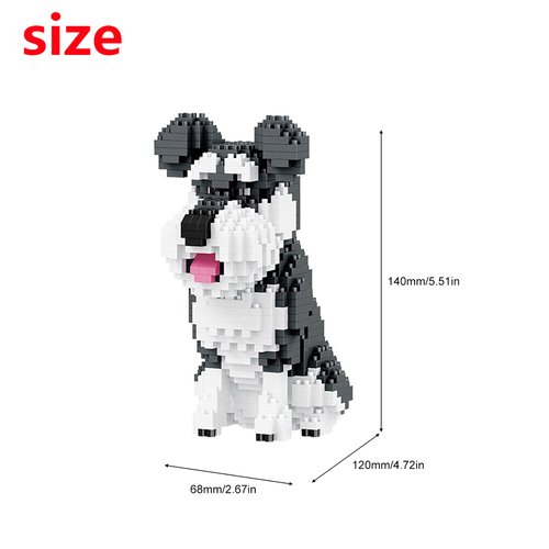 Larcele Mini Building Blocks Animal Set, DIY Micro 3D Building Toy Bricks,934 Pieces KLJM-05(Schnauzer)