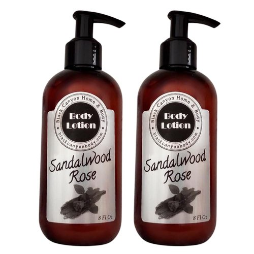 Black Canyon Sandalwood Rose Scented Luxury Body Lotion with Lanolin and Jojoba Oil, 8 Oz (2 Pack)