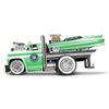 1966 Chevy C60 Flatbed Truck Green Metallic with White Top Service and 1961 Coupe Green Metallic with White Top Muscle Transports Series 1/64 Diecast Models by Muscle Machines 11545GRN
