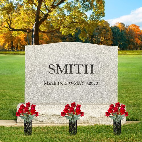 Bocola Grave Artificial Flower Vase for Cemetery Decorations 2 Headstones Fake Floral Holder with Spikes Outdoor Tombstone Markers Memorials