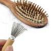 Jozlynn 2 Pieces Hair Brush Cleaner Tool Cleaning Tool Comb Cleaner Hair Brush Cleaner Comb Brushes Mini Hair Dirt Remover Brush with Metal Wire Rake Wooden Handle for Home and Salon Use (Brown)