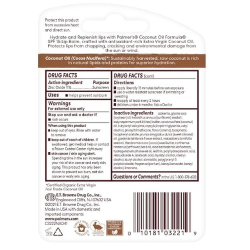 Palmer's Coconut Oil Formula Lip Balm Duo (2 x 4g), All-Day Moisturization, Hydrates Dry, Cracked Lips