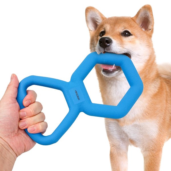 victob Tug of War Dog Toy-Dog Supplies for Tug of War-Dog Pull Toy Interactive Dog Tug Toys Double Ring Pull Toy Tough Dog Chew Toy Durable Rubber Dog Toys for All Breed Chewers,Blue