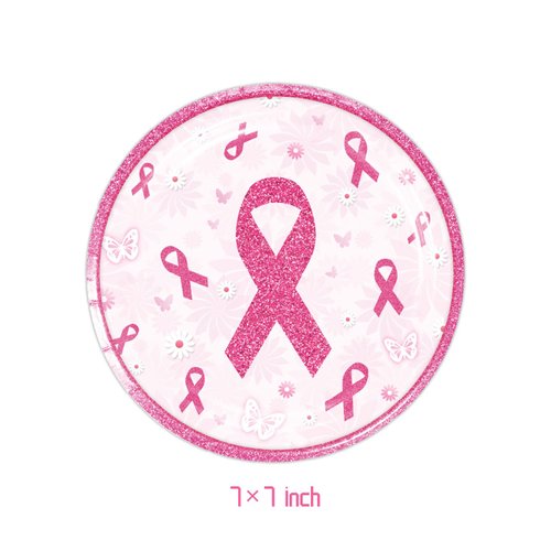 48Pack Breast Cancer Awareness Decorations Party Supplies include 24 plates, 24 napkins for the Breast Cancer Awareness Decorations birthday party Decoration