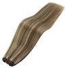 Sunny Highlights Weft Hair Extensions Real Human Hair Light Brown Blonde Sew in Extensions Straight Human Hair Extensions Weft Highlights Sew in Hair Extensions Real Human Hair Bundle 16in 100g