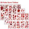 Fake Scars Halloween Temporary Tattoos Face Fake Blood Makeup Fake Scars Cuts, Face Fake Stitches Temporary Tattoos Healthy Makeup 3D Realistic Fake Scratches Blood Scar Tattoo Stitches Sticke 30PCS