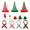 Mystella 12 Pcs Mini Christmas Hats and Scarves - Tiny Knitted Santa Hat and Scarf Set for Crafts, DIY Projects, Wine Bottle Decor, and Christmas Tree Ornaments