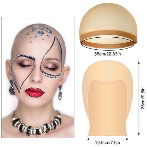 NACHLYNN 4 Pieces Halloween Bald Cap for Adult Makeup Latex Bald Caps Nylon Bald Wig Cap Costume for Halloween Party Accessory Kid Women Men Cosplay