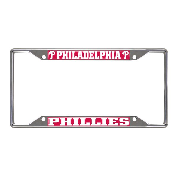 FANMATS 26675 Philadelphia Phillies Chrome Metal License Plate Frame, Team Colors, 6.25in x 12.25in