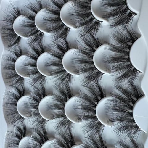 Choshim 3D Mink Eyelashes 10 Pairs 20-25MM Long Fluffy Dramatic False Eyelashes Reusable Lash Extensions for Black Women for Halloween Bold Makeup Luxurious Look