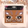 2PCS Cute Reindeer Face Sticker Christmas Temporary Tattoo Self-adhesive Face Body Jewel Sticker Xmas Elk Glitter Sparkling Face Art Stickers for Makeup Face Decoration(Antler)