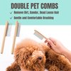 HIMODA Cat Brush for Shedding Dematting, 3 Pack Dog Brushes for Grooming, Double Sided Undercoat rake for Dogs Cats, Deshedding Brush, Pet Combs, Premium Wood Handle