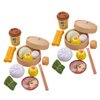 2 Sets Kids Pretend Play Toy Kitchen Cooking Toy Steamed Toy Food Chinese Breakfast Food Play Set Dollhouse Furniture (26Pcs)