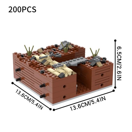 MOOXI WW2 Battlefield Right Corner Military Block Set(200PCS).Military Building Block Set Can Freely Build Battle Scenes.