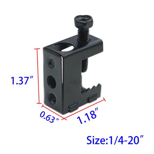 Baudelun 1/4"-20 Beam Clamps, Black Steel Bolt-on Beam Clamp for 1/4" and 3/8" Threaded Rod, S-hooks and Bridle Rings, 25 Packs