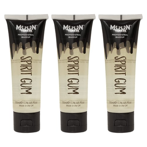 Moon Terror - Pro FX Spirit Gum - 1.69fl oz x3 - SFX Make up for Halloween, Glue Adhesive Fix, Body Glue for Prosthetics Glitter Jewels Hair Wigs Special Effects Make up