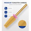 AIRSEE Tungsten Carbide 5 in 1 Acrylic Nail Drill Bit Efile Electric File Machine Head Tip for Manicure Polishing Fast Remove Gel 3/32" Shank 2 Way Professional Tech Use Gold TiN 2X Fine-2XF+3XF+4XF