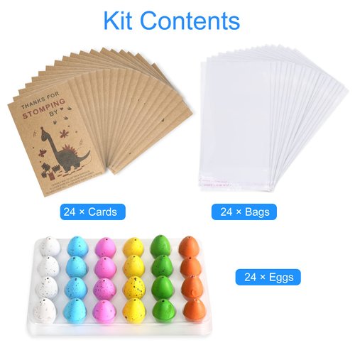 Dinosaur Party Favors Funny Mini Dinosaur Toys Dinosaur Birthday Party Supplies 24 Pack Dino Eggs and 24 Hatching Card Bulk Gifts Novelty Birthday Party Decorations for Kids Boys Girls Toddler