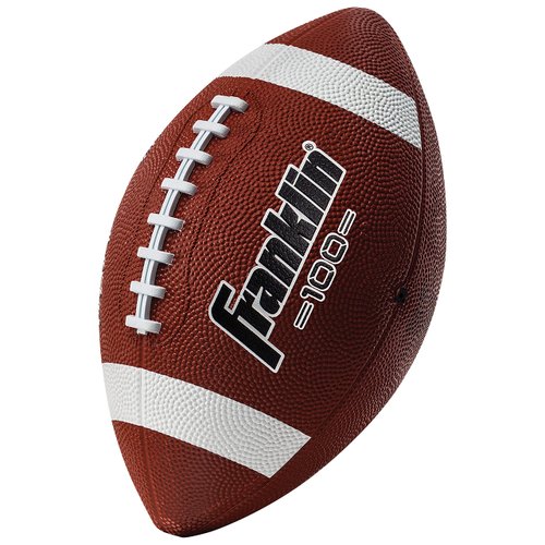 Franklin Sports Junior/Youth Football - Grip-Rite 100 - Kids Junior Size - Durable Outdoor Rubber Football - Brown/White