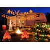 Camping Themed Party Decorations,Pre-strung Glitter Welocme to Our Campsite Banner with 3D Campfire,Camping Hiking Decor Camp Out Bachelorette Party Decorations