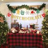 Glitter Christmas Hot Chocolate Banner with Christmas Tree Snowflake Santa Hat Hot Cocoa Bar Garland Banner for Wintertime Christmas Theme New Year Holiday Party Sign Decorations Supplies