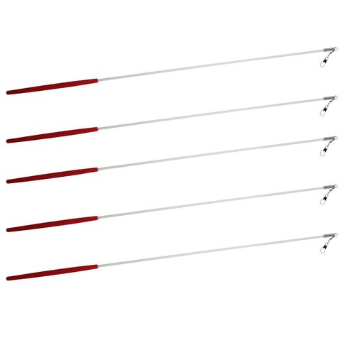 Kats'N Us 5 Gymnastic Batons Ribbon Sticks 19 Inch White Rod Red Handle - No Ribbons