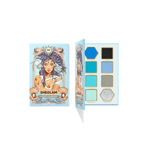 SHEGLAM Glitter Metallic Eyeshadow Palette 8-Color High Pigment Silver Blue Long Wearing Horoscope Collection Eye Shadow Palette - Ambitious Aquarius