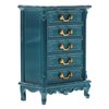 1pcs Miniature Chest of Drawers: Dollhouse Blue Tall Drawer Cabinet 1:24 Scale Mini Nightstand for Doll House Accessorie 2.12in ABS