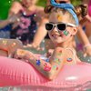 Waterproof Temporary Tattoos - 118pcs Groovy Fake Tattoo for Kids Swimming Party Supplies, Star Pool Sunglasses Summer Arts and Crafts for Boys or Girls 6 7 8 9 10 11 12 years old